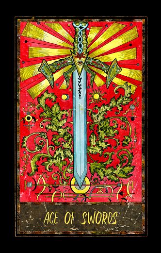 Ace Of Swords Minor Arcana Tarot Card Stock Illustration Download