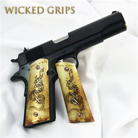 Custom 1911 Grips 1776 Join Or Die Wicked Grips Custom Handgun Pistol Grips