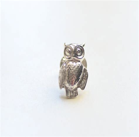 Owl Silver Brooch Lapel Pin Tie Tack Pin Barn Owl Jewlry Etsy