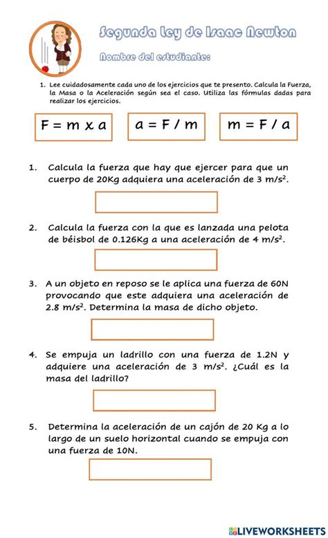 Segunda Ley De Newton Ejercicios De Fuerza Masa Y Aceleración