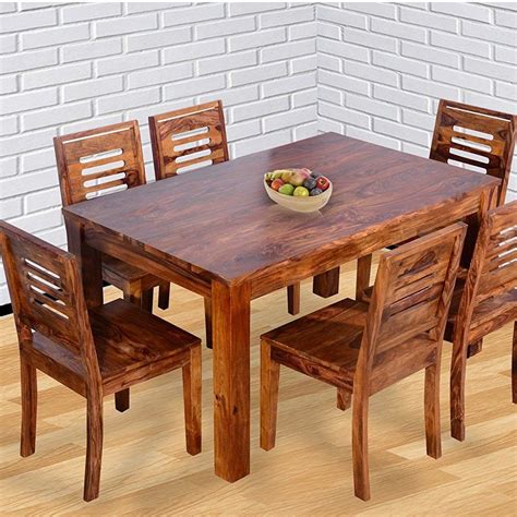 Sheesham Wood Wooden Dining Table With 6 Chairs Home And Living Room