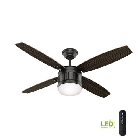 Ceiling fan features a versatile white finish to suit a variety of interior settings and reversible blades with an alternate light oak finish to better suit your decor. Hunter Cassius 52 in. Indoor/Outdoor Premier Bronze ...