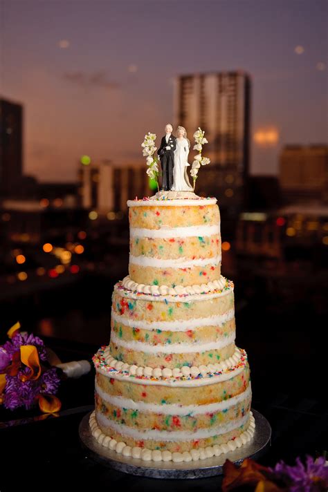 Unfrosted Wedding Cake With Sprinkles