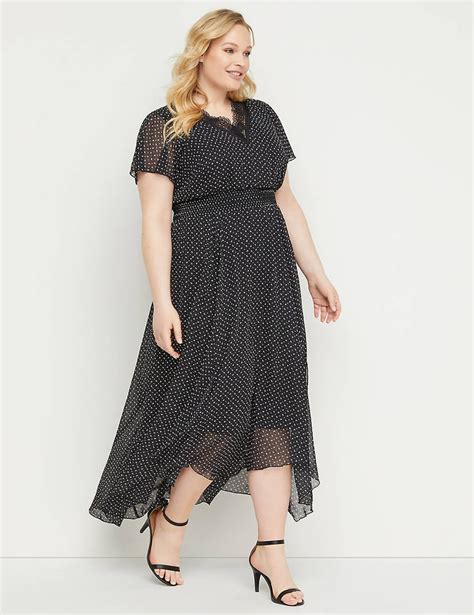 Lane Bryant Chiffon Fit And Flare Maxi Dress With Smocked Waist Hailey