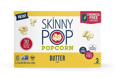 Skinnypop Microwave Butter Popcorn Bags Healthy Snacks 3 Count Of 28 Oz Bags 84 Oz Pack Of 12