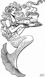 Meerjungfrau Ausmalbild Meerjungfrauen Sirena Waitress Sirene Malvorlage Ausmalen Realistiche Kinderbilder Disegnare sketch template