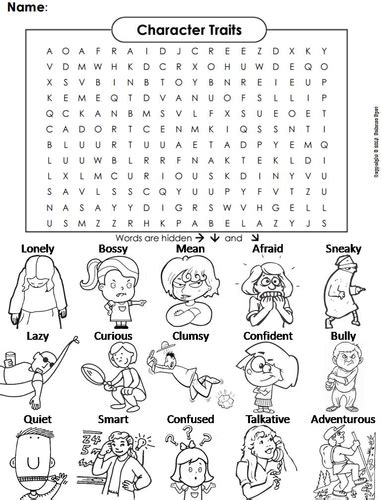 Character Traits Word Search Teaching Resources