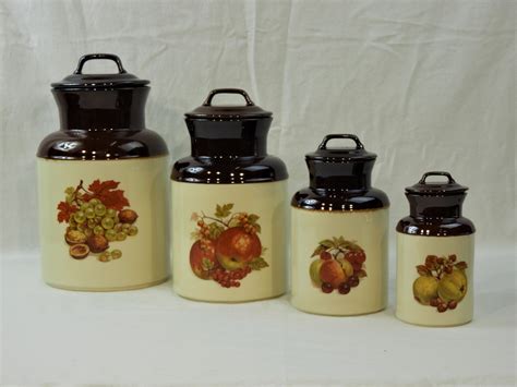 Vintage Mccoy Canisters 4 Brown Kitchen Storage Apothecary