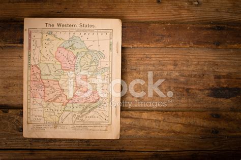 1867 Color Map Of Western United States With Copy Space Stock Photo