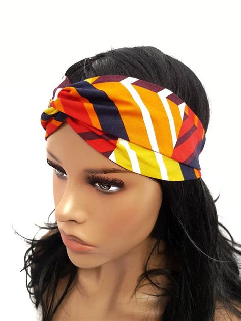 African Print Headband Ankara Headband Geometric Print