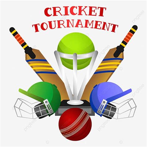 A Cricket Tournament Poster With Different Colored Balls And Bats On