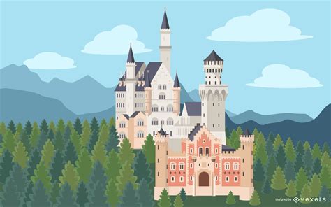 Neuschwanstein Castle Illustration Design Vector Download