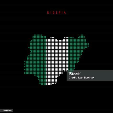 Square Dots Pattern Map Of Nigeria Nigerian Dotted Pixel Map With Flag