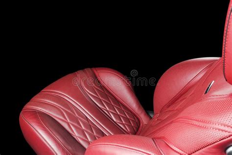 Red Leather Interior Of The Luxury Modern Car Perforated Red Leather