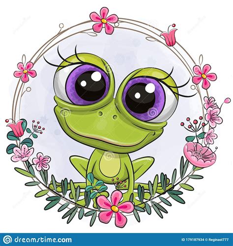 Illustration About Vector Illustration Cute Cartoon Frog With A Flower Wreath Illustration Of