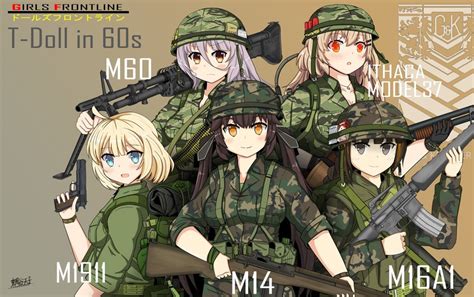 M16a1 M14 M37 M1911 And M60 Girls Frontline And 1 More Drawn By