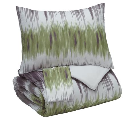 Agustus Gray And Green Comforter Set Signature Design Furniture Cart