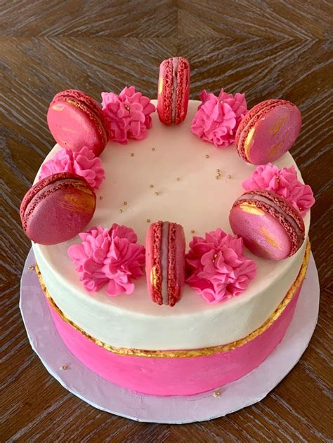 Pink Macaron Cake Macaron Cake Cake Decorating Celebration Cakes