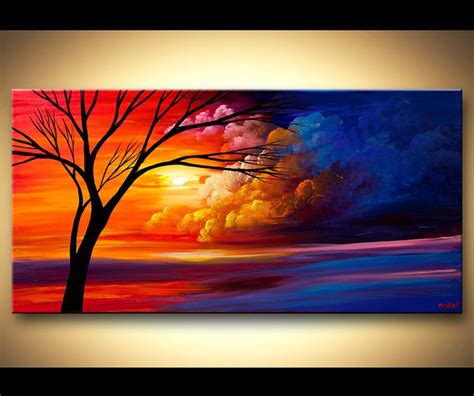 Original Abstract Art Paintings By Osnat Colorful Heaven Tree