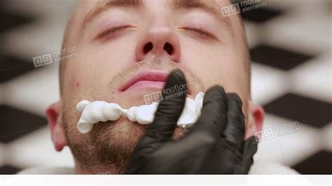 Close Up Face Of A Man Spread Shaving Foam Barber