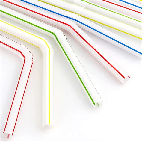 200 Bendable Disposable Drinking Straws Flexible Straws