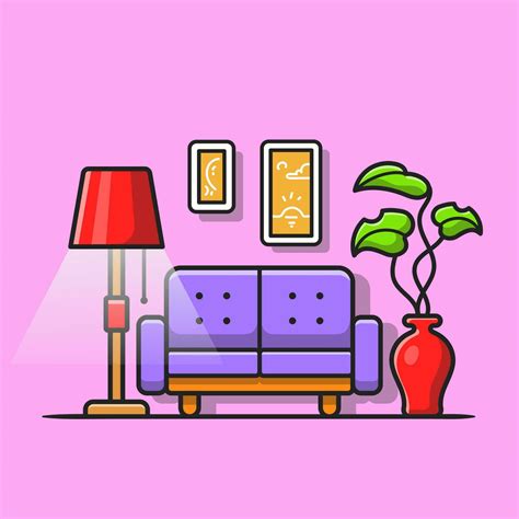 Living Room Cartoon Vector Icon Illustration Interior Object Icon