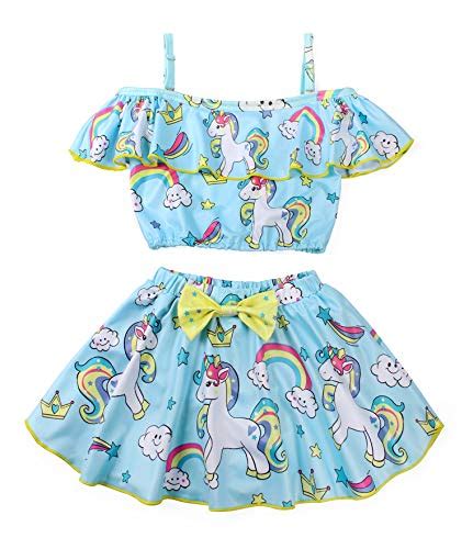 Amzbarley Unicorn Swimsuit Girls Swimwear Bathing Suits Kids Two Piece