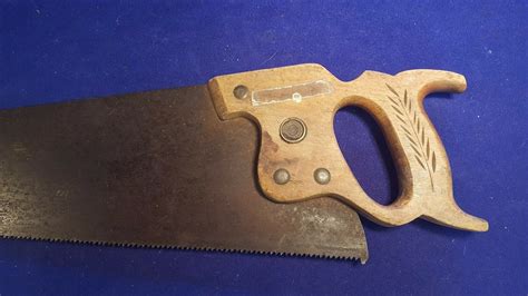 Antique Warranted Superior 26 Handsaw Saw W Inlaid Handle Saws