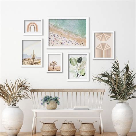 Set Of 6 Framed Prints Gallery Wall Art Set Pastel Beach By Sisi And