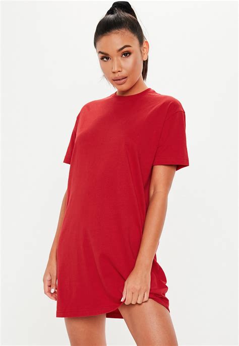 Missguided Red Basic T Shirt Dress T Shirt Dress Shirt Dress