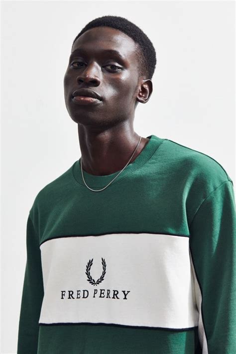 Fred Perry Piped Panel Crew Neck Sweatshirt Urban Outfitters Canada