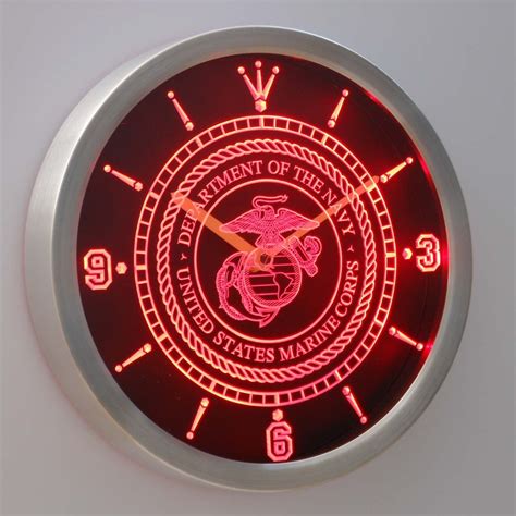 Us Marine Corps Led Neon Wall Clock Safespecial