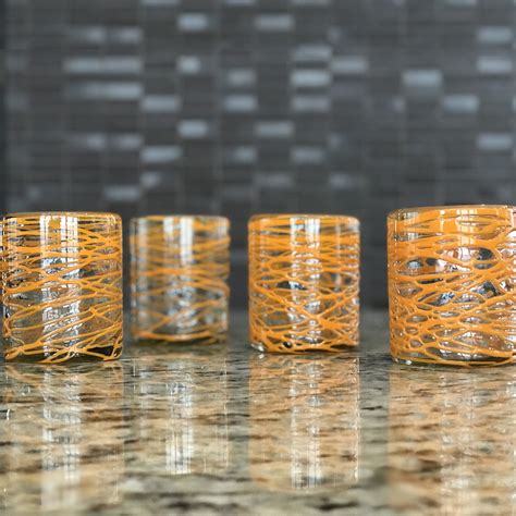 Handblown Glasses Set Of 4 Orange Swirl Verve Culture Touch Of Modern