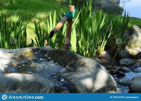 A Bamboo Faucet To Drink Water In The Park Stock Photo Image Of