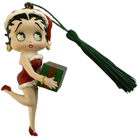 Cute Little Betty Boop Ornament Holding A Christmas Present This