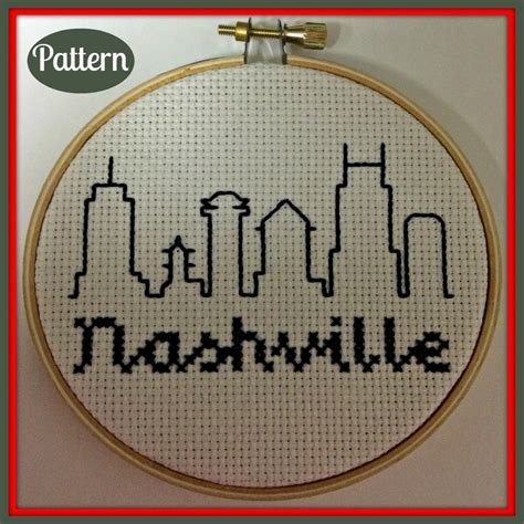 Pattern Nashville Skyline Cross Stitch Pattern Music City Etsy