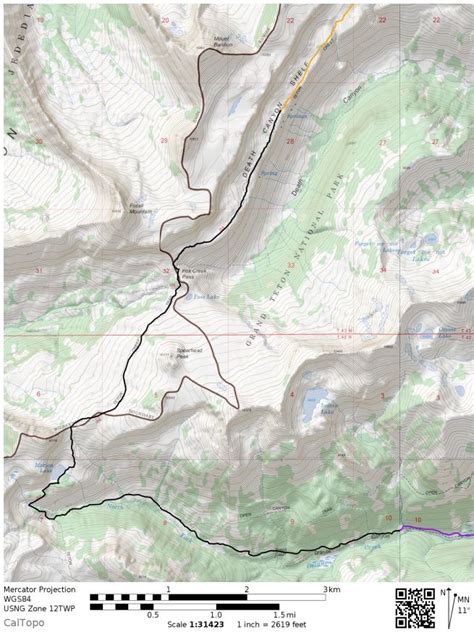 Teton Crest Trail Topographic Map Map
