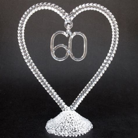 60th sixtieth wedding anniversary glass cake topper ebay