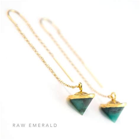 Turquoise Earrings Dainty Gold Ear Threaders Gemstone Etsy Onyx