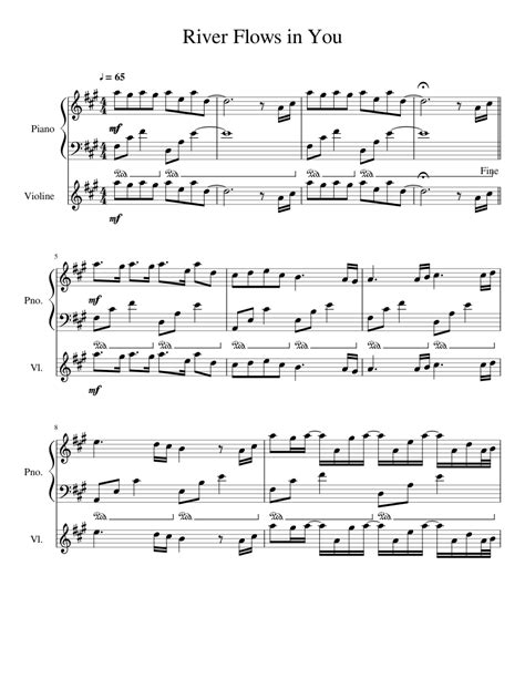 Preview river flows in you yiruma piano sheet music for both hands is available in 2 pages and compose for intermediate difficulty. River Flows in You KURZ Klavier sheet music for Piano, Violin download free in PDF or MIDI