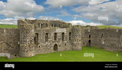 Interior Of Impressive Beaumaris Castle With High Towers And Walls