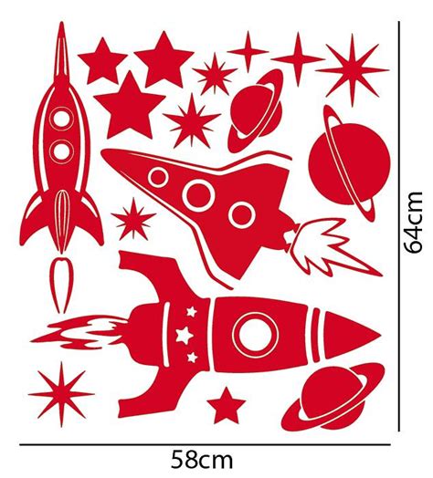 Space Rockets Wall Sticker Set By Oakdene Designs