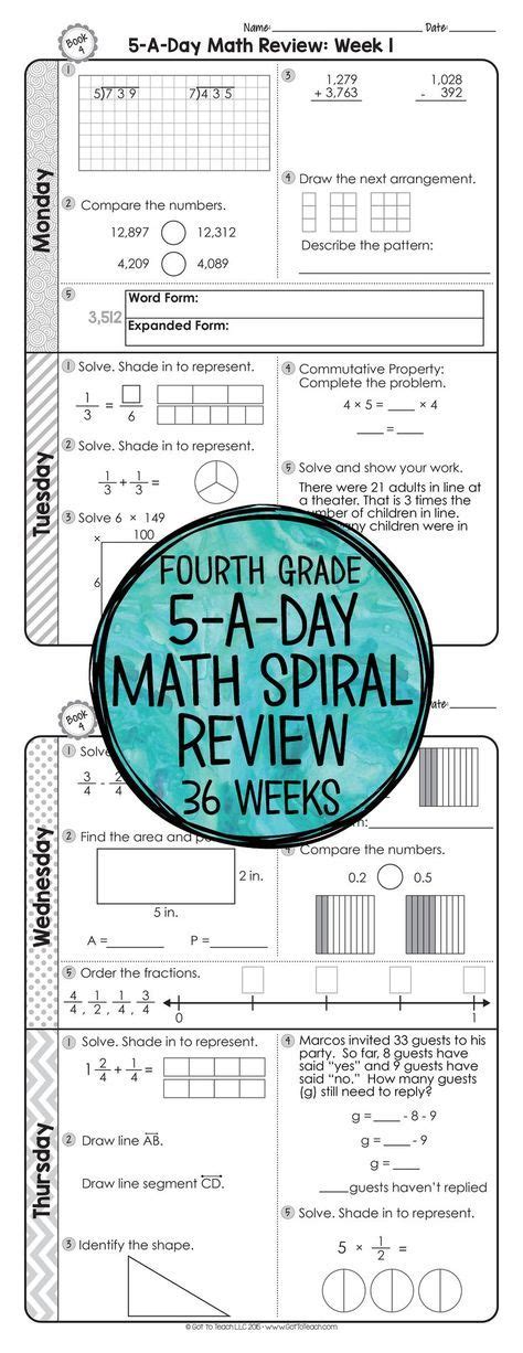 4th Grade Daily Math Spiral Review Morning Work Editable Math