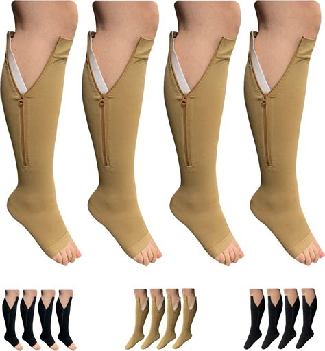 Healthynees Open Or Closed Toe 20 30 Mmhg Zipper Compression Medical Leg Socks 2