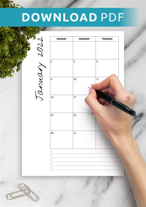 Printable Blank Monthly Calendar With Notes Blank Monthly Calendar
