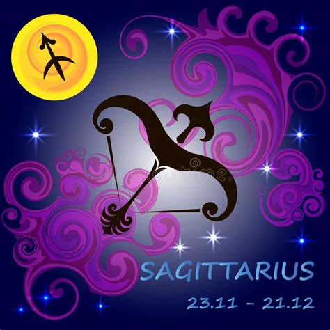 Zodiac Sign Sagittarius With The Moon Stars Stock Vector