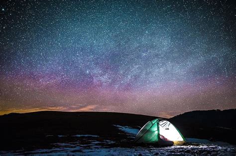 Dark Night Sky Stars Galaxy Light Tent Camping Adventure