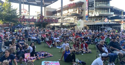 Atlanta Braves Fans Attend Watch Party At The Battery At Truist Park