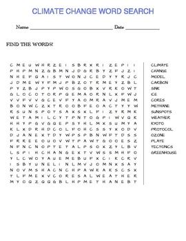 Climate Change Word Search By Orrin Curtis Teachers Pay Teachers