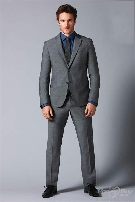 Double Buttons Notch Lapel Grey Suits For Wedding Groom Grey Suit